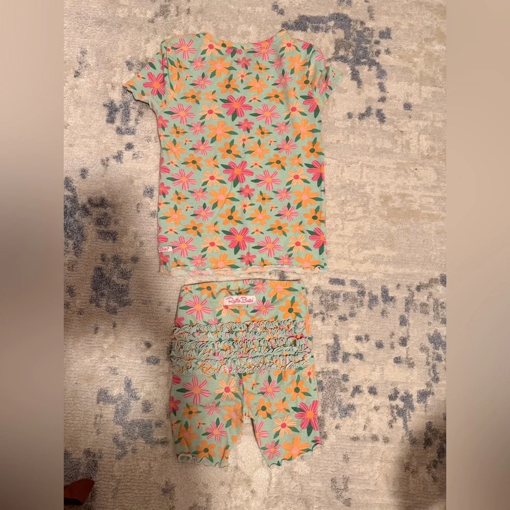Ruffle Butts Colorful Floral Kids Pajama Set - Picture 5 of 6